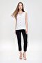 Women's Ecru Zero Sleeve Detailed Regular Cut Standard Size Strappy Buttoned Thin Knitted Sweater Blouse - 3