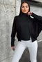 Black Turtleneck, Asymmetrical Cutout, Camisole Acrylic Fabric, Loose Knitwear Blouse - 5