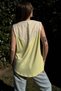 Women's Yellow Double Breasted V-Neck, Sleeveless, Color Block, Loose Blouse - 2