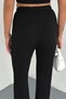 Women's Wide Leg Bubble Gufre Fabric Pocketed Elastic Waist Comfortable Fit Trousers Black - 4