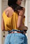 Mustard V-Neck, Thin Straps, Blouse - 2