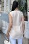 Women's Beige Thick Sling, Square Neck, Loose Linen Blouse - 6