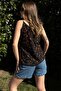 Women's Black V-Neck, Loose Cut, Strappy Blouse - 4
