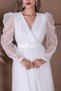 Tulle Double-Breasted Collared Maxi Dress - White - 3