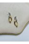 Semi-Zircon Stone Detail Chain Earrings - 3