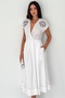 Oyster Embroidered Pleated Midi Dress - 5