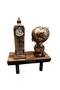 Vintage Clock Tower with World Map Wooden Base Decorative Desktop Gift Figurine for Home Room Office