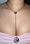 Silver Color Moon and Star Figured Stone Detailed Y Necklace - 2