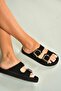 U596030202 Black Suede Women's Slippers