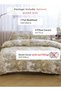 Queen size 6 pieces, duvet cover set, golden leaf design 200x230cm. - 2