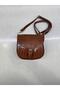 Women's Brown Crocodile Patterned Mango Model Flap Crossbody Bag with Buckle and Belt - 5
