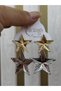 Hanging Big Star Model Two Color Brass Plated Earrings - 8