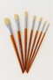 Professional Hog Bristle Brush Set, 7 Pieces Wooden Handle Natural Bristle for Acrylic, Oil, Gouache Painting - 5