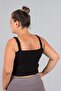 Plus Size Black Strap Gathered Crop: the New Address of Elegance and Comfort - 4