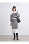 Black Half Turtleneck Striped Knitwear Dress - 2