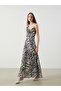 Flowy Neck Floral Chiffon Dress
