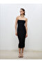 Nevavm Strapless Neckline Glittered Gathered Bodycon Dress with a Difference