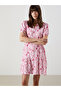 Original Mini Shirt Dress with Peaked Collar Pattern - 2