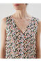 Mixed V-Neck Floral A-Line Dress - 2
