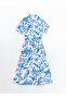 Giyçık Store Den Blue Floral Belted Shirt Dress - 6