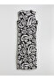 Nevavm Oval Collar Floral Linen Blend Dress with a Difference - 5