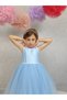 Girl's Evening Dress Island, Baby Blue Waist Pearl, Tutu Dress - 3