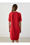 Original Oval Collar Beaded Embroidered Knitwear Dress - 4