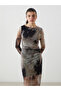 Alita city: oval neck batik patterned women's bodycon dress - stand out from the crowd - 2