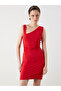 Asymmetrical V-Neck Gathered Crepe Dress (S5)