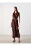 Nevavm Oval Neck Gathered Crepe Dress with a Difference