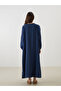 Nevavm Oval Collar Embroidered Linen-Look Dress with a Difference - 4