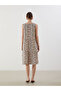 Mixed V-Neck Floral A-Line Dress - 4