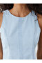 Blue Crew Neck Peplum Mini Jean Dress - 3