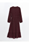 Burgundy Turtleneck Textured Dress - 6