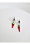 Steel Silver Murano Glass Pepper Earrings 3 cm - 4