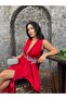 Women's Imported Fabric Stone Embroidered Shawl Detailed Slit Lined Special Design Maxi Dress - 4