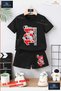 Children's Unisex “Dalmacian Dog Red“ Custom Printed Crew Neck T-Shirt - Shorts Set