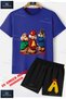 Kids Unisex “Alvin 3Lu Squirrel Standing Custom Printed Crew Neck T-Shirt - Shorts Set