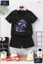 Children's Unisex “Sonic Kosan Painted“ Special Printed Crew Neck T-Shirt - Shorts Set