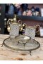 Esterhomedecor 4 Piece Imported Glass Bathroom Set with Tray Soap Dish Liquid Soap Dispenser Set Antique - 4