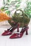 3669 Uraz Patent Leather Buckle Detailed Open Back Closed Front Heeled Women's Shoes - 6