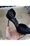 Women's 10 cm Thin Galvanized Heel, Chain and Leaf Stone Detailed Side Open Stiletto Evening Dress Shoes - 4