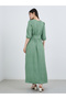 Green Self-Design 3/4 Sleeves Maxi Dress - 5