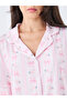 طقم بيجاما وقميص بأكمام قصيرة بطبعة فيونكة خطية - 3