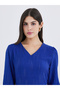 Blue Self-Design 3/4 Sleeves Maxi Dress - 4