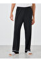 Black Solid Pyjama with Contrast Piping Detail