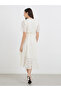 Floral Jacquard Detail Wrap Midi Dress - 5