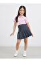 Girls Grey Pleated Skirt with Elastic Waist - 2
