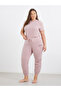 Plus Summer Back Graphic T-Shirt and Slogan Cuffed Pyjama Set - 3