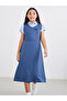Girls Navy Blue V Neck Button Detail Pinafore Dress